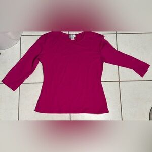 JonDen Hot Pink Long Sleeve Round Neck Top Size M